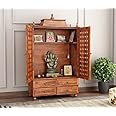 JB Art Sheesham Wood Mandir for Home | Temple for Home with 2 Doors, Four Drawer & Dhup Bati Stand | Pooja Mandap (Honey Oak Finish)