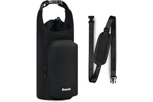 Ceneda Water Bottle Carrier Bag with Phone Pocket 32oz 40oz Tumbler Insulated Water Bottle Holder with Adjustable Shoulder Strap Carrier Sling Bag (Black)