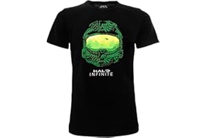 Fashion UK T-Shirt Halo Originale Ufficiale Infinite Maglia Maglietta Nera Videogame sparatutto Adulto Ragazzo e Bambino