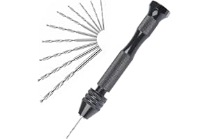 XPOOP 11 Pcs Spiral Handbohrmaschinen, professionelle Mini-Handbohrer Sets, Mini Bohrer für Heimwerkerbohren, Modellbau, Metallspiral Handbohrmaschinen, Bastelbohren und Holzbearbeitung(0,8-3,0 mm)