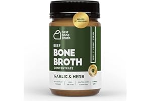 Best Bone Broth Premium Beef Bone Broth Concentrate Garlic & Herb Flavour - 100% Sourced from Grass Fed, Pasture-Raised Cattle - Bone Broth Protein and Collagen - Bone Broth Soup - 375g (37 Servings)