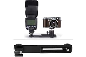 Topiky Staffa di Estensione Flash, Flash Esterno/LED/Luce di riempimento/Microfono Staffa per Barra Trasversale a Doppia Testa 1/4 "Hot Shoe Mount Impugnatura Accessorio Fotografico Accessorio