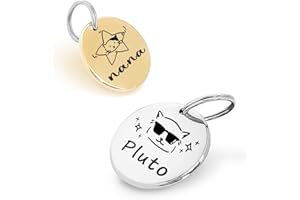 MEOW THE WOOF Wzór z motywem korony kwiatowej – Personalizowane identyfikatory dla kotów i psów Odpowiednie dla średnich zwierząt domowych – Głębokie grawerowanie Srebrny Zawieszki do obroży