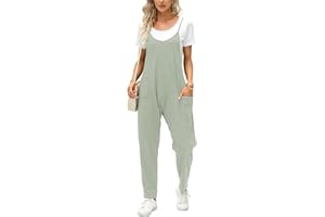 Ebifin Latzhose Damen Arbeitshose Sommer Lose Overall Jumpsuit Ärmelloser Latzhosen mit Große Taschen.