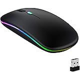 GeekerChip Souris sans Fil Rechargeable,Souris Bluetooth,Deux Modes(BT 5.1+2.4G sans Fil) Ultra-Mince/Silencieux(800-1200-160
