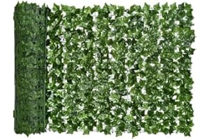 AURACASA Rotolo di Siepe Artificiale Decorativa Espandibile, 100 x 300cm + OMAGGIO 50pz. fascette 2.5x200mm (FOGLIE DI EDERA, 1x3mt)