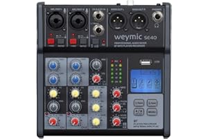 WEYMIC SE Profesjonalny mikser do nagrywania karaoke DJ z napędem USB do wejścia do nagrywania komputera, złącze mikrofonu (SE-40)