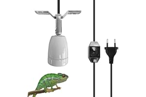 GOEDCH Portalámparas Cerámica E27 para Lámpara Calor: Soporte para Lámpara de Calor Reptil, Portalámparas Calefacción E27 con Interruptor, Giratorio 360° para Mascotas, Lagarto, Reptil (Sin Bombilla)