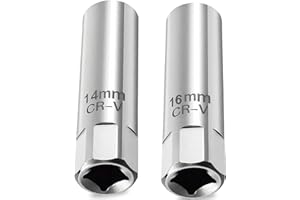 CAIKAILIOR 2 Stück ZündkerzenschlüSsel 14mm und 16mm,Magnet Universal Magnetic Flexibel Satz Werkzeuge Zum Entfernen Von Zündkerzen,Flexible Schwenkbarer Magnetischer Zündkerzenstecker für die Autoreparatur