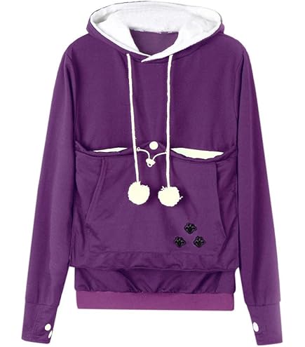 Mannen Vrouwen Huisdier Pouch Hoodie Lange Mouw Grote Kangoeroe Pocket Trui Kat Puppy Houder Hooded Sweatshirt, Blauw, XXL