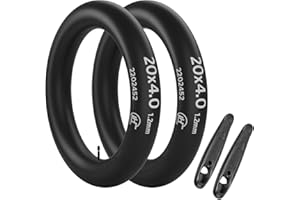 OUXI 20 Pouces Fat Chambre à air, Lot de 2 Chambre a air 20x4.0 Fat Bike, 20 x 4.0 AV 32mm Compatible avec Fat Bike/Vélo VTT/Vélos Électriques-Pneu 20x4