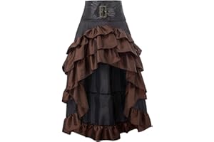 NUQQICHONGTIAN Women's Victorian Skirt Renaissance Medieval Maxi Skirt with Ruffles Gothic High Waist A-line Long Steampunk Vintage Carnival Cosplay Costume