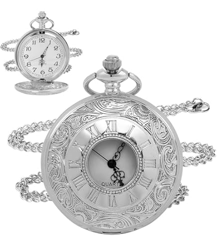 XZQDXB Orologio da tasca a forma di pentagono dorato e collana al quarzo da donna orologio da tasca con ciondolo a catena da uomo orologio da tasca antico regalo, Con catena da