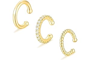 DHRUTI 3PCS Orecchio Clip Acciaio Inossidabile Non Piercing Gioielli Polsino Orecchio Cartilagine Helix Foglie Donne per ragazze adolescenti Regali alla moda per adolescenti Regali di Natale (Oro)