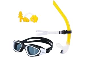 Focevi Swim Snorkel for Lap Swimming,Adult Swimmers Snorkeling Gear for Swimming Snorkel Training in Pool and Open Water,Center Comfortable Silicone Mouthpiece One-Way Purge Valve