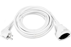 REV Przedłużacz 5 m z wtyczką kątową, 3680 W, biały