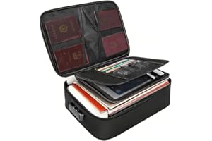 BRAVECOW Fireproof Document Box Safety Box Portable Waterproof Fireproof Storage Keyless Combination Lock Home Fire Safe Case For Home Passport Files Important Certificate Organizer