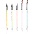 Sularpek Nail Art Brushes, 5 Pcs Nail Design Brush,Nail Art Pen, Dotting Tool, With Nail Extension Gel Brush, Nail Art Design Pen Painting Tools, for Nail Art Design, Painting, Detailing