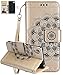Produktbild Sony Xperia XA Hülle(5,0Zoll),Roreikes Bookstyle Handyhülle Premium PU-Leder Tasche Flip Case Brieftasche Etui Handy Schutzhülle 3D Relief Totem Blume Muster Geschnitzte Design Backcover Flip Cover Wallet Hardcase im Bookstyle mit Standfunktion Karteneinschub-Gold