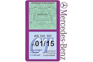 ASSURDHESIFS #Marque Française VD20-MB| Autocollant intérieur Pare-Brise | Porte Vignette Assurance Auto Allemande |Transfert Film décoratif | Pochette Adhésive Pare Brise emblème Logo étoile (Mauve)