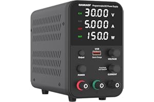 NANKADF Alimentation DC (0-30 V, 0-5 A) réglable, alimenation à découpage, Alimentation de Banc de Laboratoire Variable, Bouton de Sortie Marche/arrêt/encodeur