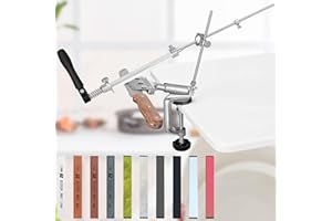MusyVocay Affilacoltelli manuali professionali 10 pietre per affilare, affilacoltelli con design girevole a 360 ° per cucina domestica, macinazione di parti di precisione