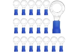 CEEYSEE 100Pcs M6 of Blue Insulated Ring Terminal-Electrical Wire Connectors-Ring Crimp Terminals Connectors（PRL6)