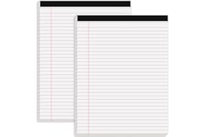 Koogel 2 Packs Legal Pads 21.5 x 28cm, 50 Sheets Wide Ruled Lined Perforated Notepads Writing Pads White Paper Pads for Student School Office