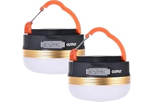 Yeqqzq 2Pcs Camping Lantern, Camping Light USB Rechargeable, Waterproof Portable Outdoor Tent Light, LED Tent Light with Magnetic Base, 3 Modes with SOS for Hiking Fishing Emergency