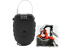 QWORK® 4 siffror infällbart kodlås, stålkabellås, svart kodlås, för ryggsäck, hjälm, korg, cykel