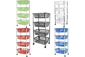 COSEDACASA Carrello porta frutta 4 ripiani vivande cestini contenitore multiuso rosso verde blu grigio bianco c/ruote prodotto ITALIANO ma robusto