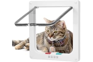 Roxanex Porta per gatti grande, 19 x 18 cm, facile da montare, per finestre sottili, porta di sicurezza per animali domestici con serratura a 4 vie, resistente alle intemperie, per armadietti