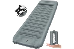 SUNDOM Materassino Campeggio Autogonfiabile, Materassino da Campeggio Spesso 12 cm con Pompa a Pedale e Cuscino Materassino Trekking Ultraleggero Impermeabile per Escursionismo, Viaggio, Zaino in Spalla