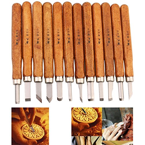 Candora™ handgefertigt Holzschnitzwerkzeug Holz Craft stechbeiteln Tranchiermesser, handgefertigt für Skulptur Diy Griff Wax Carving Keramik – 12 Pieces - 2