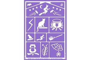 GRIM'TOUT - OZ INTERNATIONAL GRIM'TOUT Pochoir Maquillage Enfant - Magie - 21x15 cm - Reutilisable et Lavable - Fête, Kermesse et Anniversaire - Kit Peinture Visage, Dessin, Tatouage Temporaire - Fille, Garçon