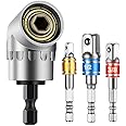 Impact Grade Power Hand Tools Driver Sockets Adapter Extension Set,3pc Hex Shank Drill Nut Driver Bit Set+(Gift) Right Angle Drill,105 Degree Right Angle Driver Extension Screwdriver Drill Attachment