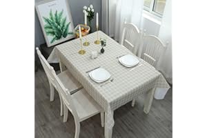 YAAVAAW 137*180cm Grey Checkered PVC TableCloth Plaid Wipeable Tablecloth Rectangular,Plastic Wipe Clean Tablecloth Stain Resistant,Waterproof,Oil-proof Gingham Table Cover for Outdoor Picnic,Party,Dinner