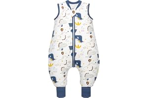 MIKAFEN Saco de Dormir de Invierno para bebé, 100% algodón, Saco de Dormir para niños 2,5 TOG con piernas,85-95cm/18-36 Meses,Dinosaurio