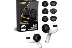 KASOTT Replacement Memory Foam Earplugs for AirPods Pro 1st and 2nd Generation, Perfect Noise Reduction, Ultra Comfortable, Non-Slip, Fits in Charging Case (Medium)