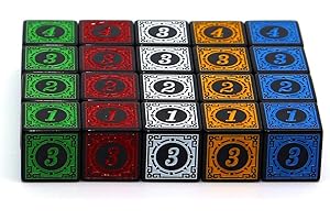 CREEBUY 20-Pack 16MM Solid 6-Sided Game Dice 5 Sets of 5 Colors D6 Rainbow Dice for Board Games and Teaching Math Dice Set RPG Card Dames Accessories¡­