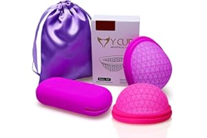 FENYW Disco Mestruale, 2 Pezzi Morbido Disco Mestruale Riutilizzabile, Coppetta mestruale in silicone morbido anti-perdite, Alternativa morbida e tamponi OB, (Taglia S+L)