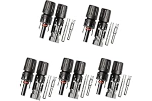 QeeHeng Connettori per pannelli solari, 5 paia di connettori maschio/femmina, impermeabili IP67, per collegamento di pannelli fotovoltaici e sistemi di pannelli solari