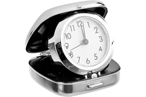 TFA Dostmann analog reseväckarklocka, 60,1012, med metalllåda för resor, kvartsur, silver, (L) 65 x (B) 70 x (H) 27 (70) mm