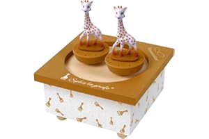 TROUSSELIER - Sophie la Girafe. - Boîte à Musique Dancing - Idéal Cadeau de Naissance - 2 Figurines Amovibles - Fonctionnement Simple - Musique Piano Sonata de Mozart - Colori Caramel