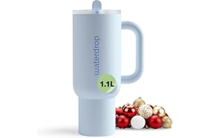 WATERDROP MICRODRINK waterdrop® Borraccia Termica con Cannuccia 1.1 Litro - Freddo per 12 Ore -, Acciaio inox senza BPA, Tazza Termica, Thermos Cup, Bicchiere Cannuccia, bottiglia acqua