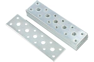 KOTARBAU® 10 Placas perforadas, 145 x 40 mm, Conector plano en acero inoxidable, Soporte de fijación, Pletina de acero para unir piezas o reparar muebles, Placa de montaje, 10 unidades