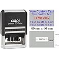 Self Inking COLOP P 55 Dater - Custom Text with Date Stamp - Large Rubber Stamp Office Stationary - Blue Text with Red Date