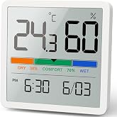 NOKLEAD Indoor Hygrometer Thermometer, Desktop Digital Thermometer with Temperature and Humidity Monitor, Thermometer (White)