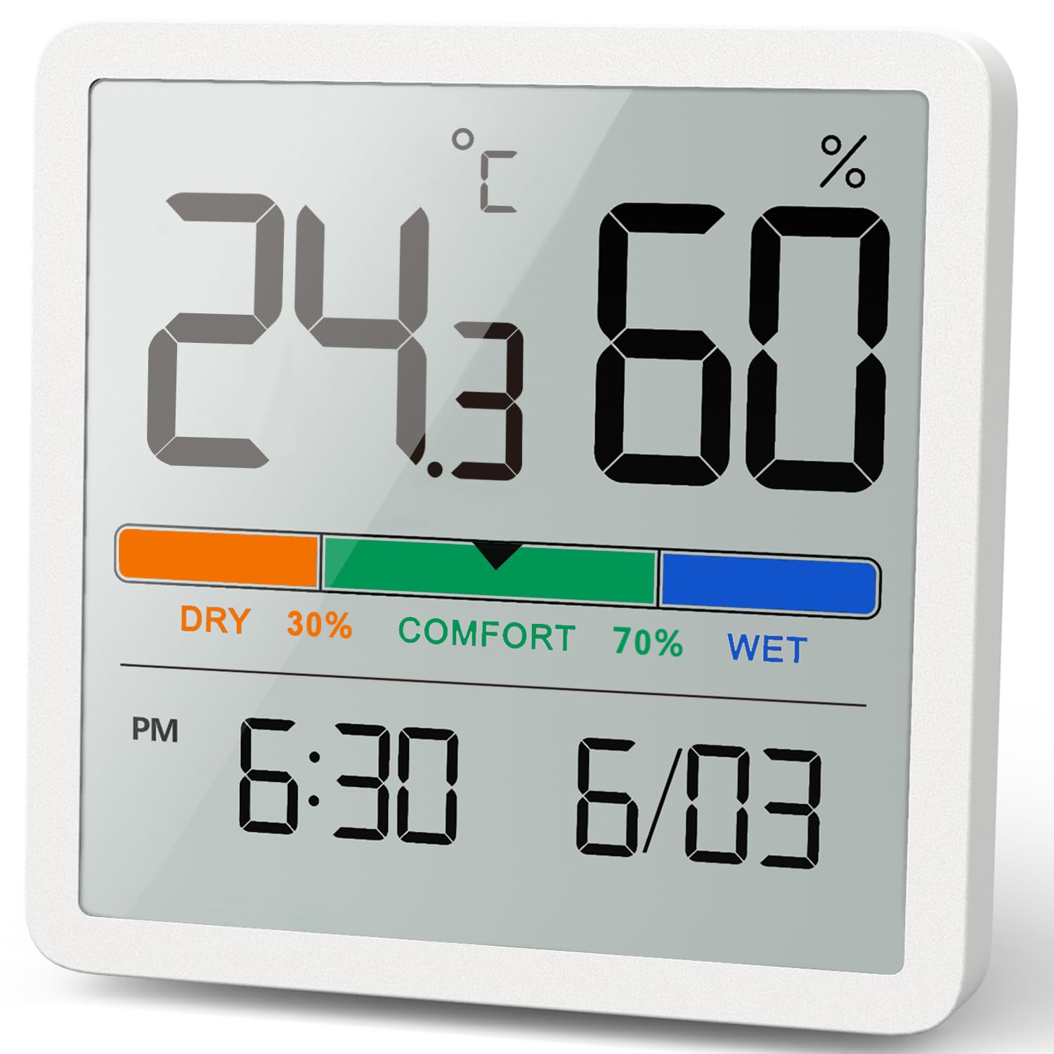 NOKLEAD Igrometro Termometro per Interni, Temperatura Umidità | Misuratore digitale per temperatura e umidità con indicatore di comfort, ideale per casa, camera da letto o ufficio
