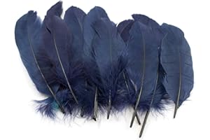 CREATIVERY Lot de 10 plumes d'oie 15-20 cm / plumes véritables - Ressorts de décoration Bleu foncé/bleu marine 370.